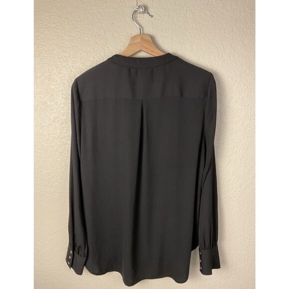 White House Black Market 100% Silk Long Sleeve Henley Blouse Sheer Size 10 - Picture 3 of 4